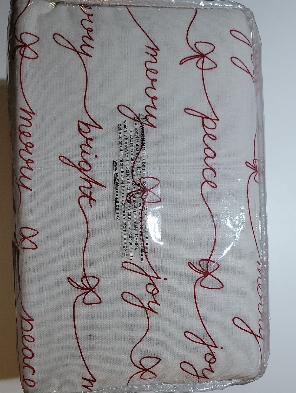 Red Script Flannel Sheet Set - King - Picture 2 of 3